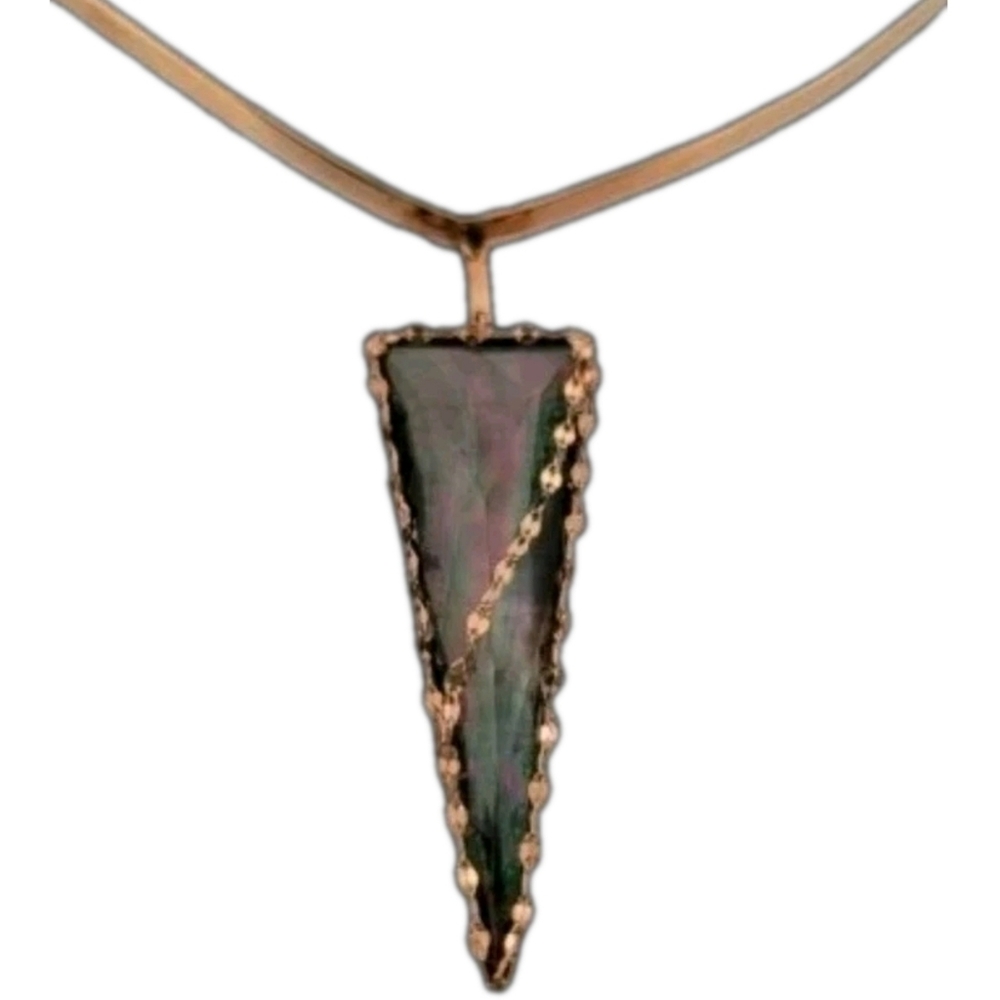 14k Yellow Gold Mother Of Pearl Quartz Necklace